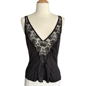 Vintage 70s 80s JCPenney Fantasia‎ Black Lace Camisole Sheer Whimsigoth 36